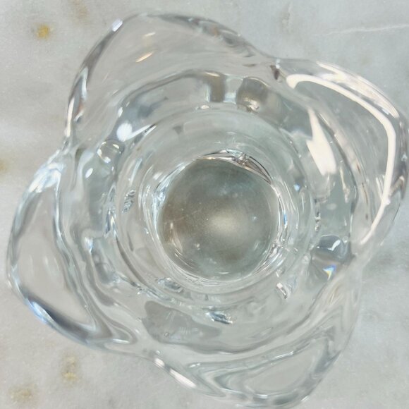 Vtg Clear Crystal Votive Candle Holder Wavy Rim Tulip Toscany Collection Gift - Picture 2 of 5